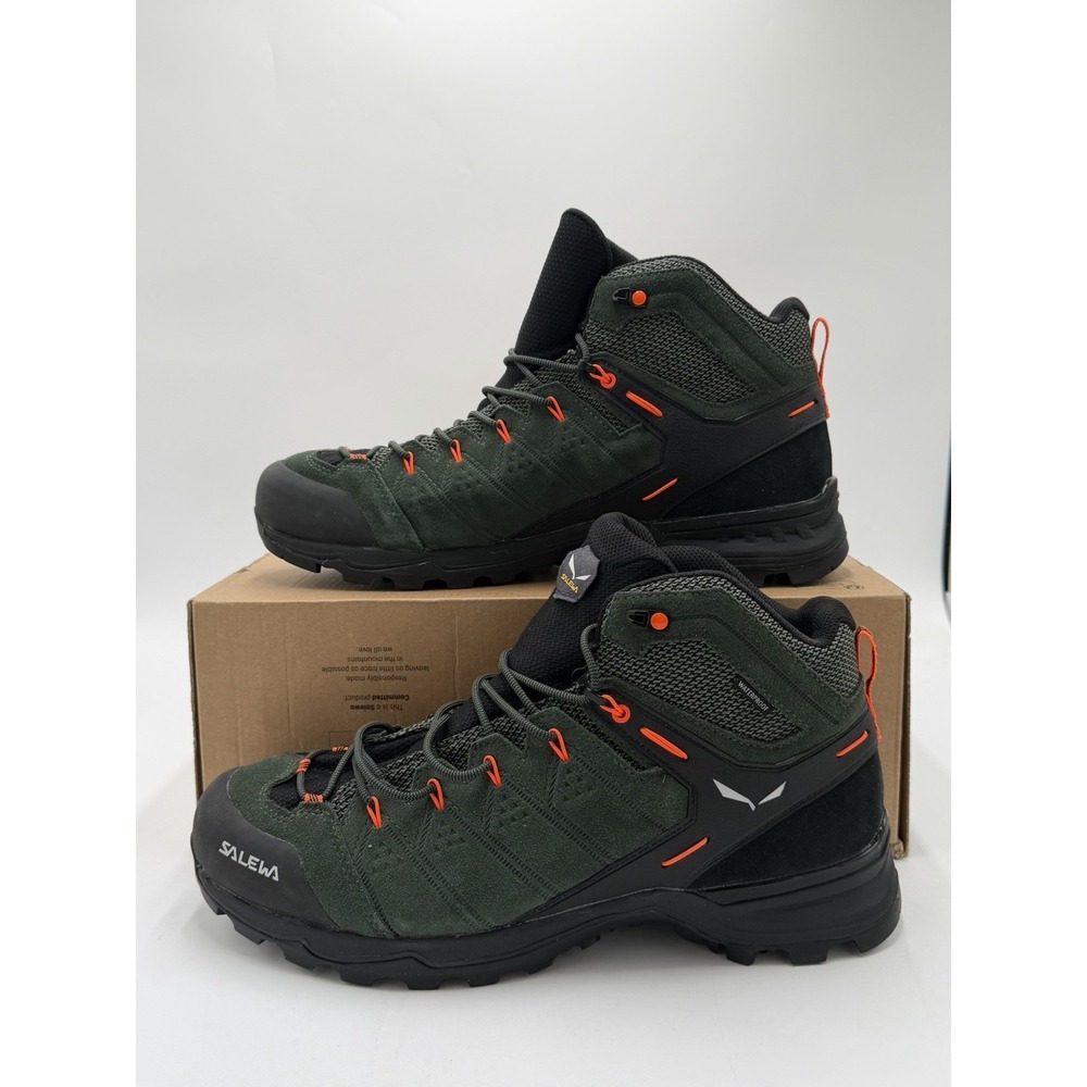 Salewa Alp Mate Mid Men's Waterproof Shoe Hiking Boot Black Green Size 12.5